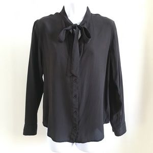 Rails Colette Silk Button Down Neck Tie Blouse